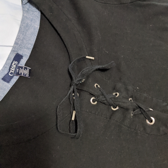 Chaps women's black tie up top - Picture 2 of 5